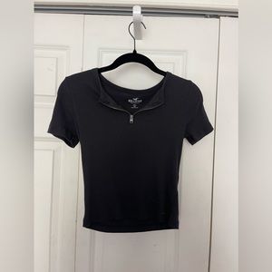 Quater Zip Black Hollister T-Shirt